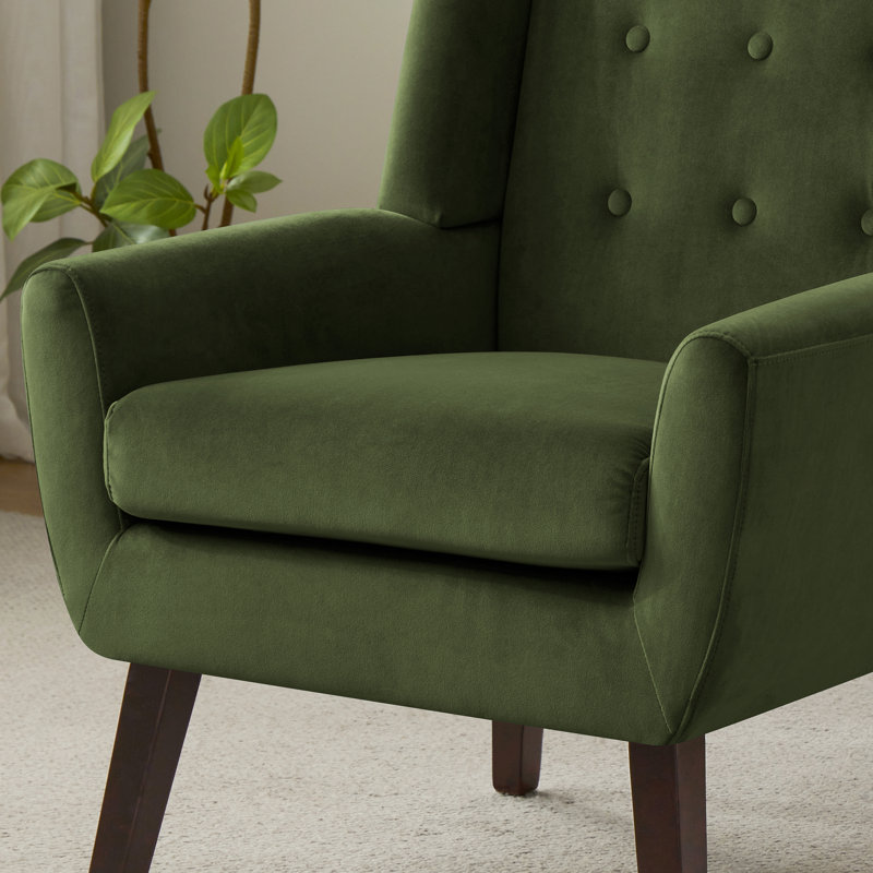 Fauteuil capitonné de 29,2 po de largeur Halcott, Green Velvet