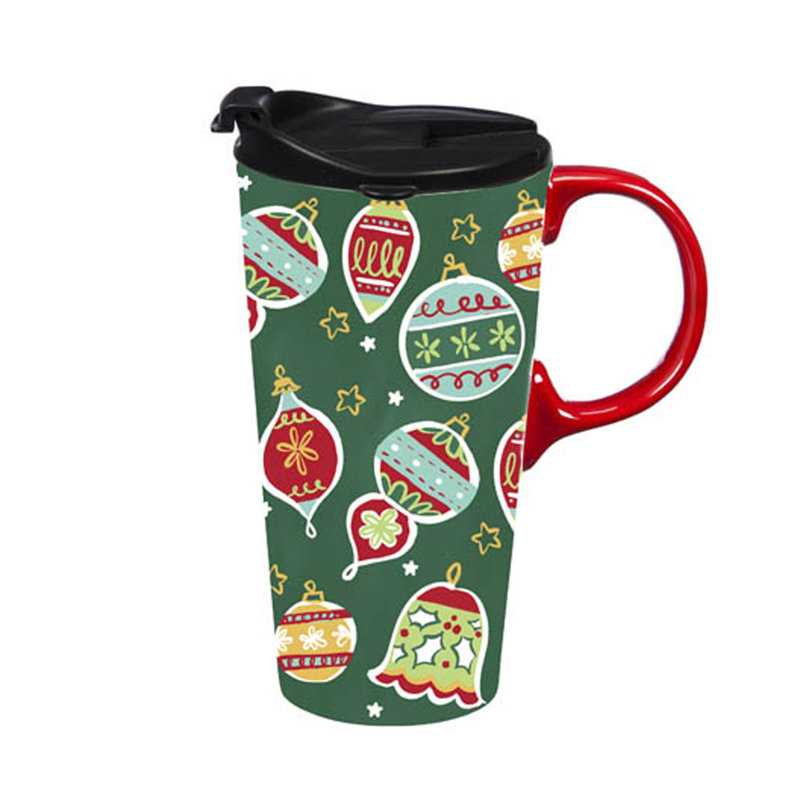 Tasse de voyage en céramique, 17 oz. , Avec boîte, ornements