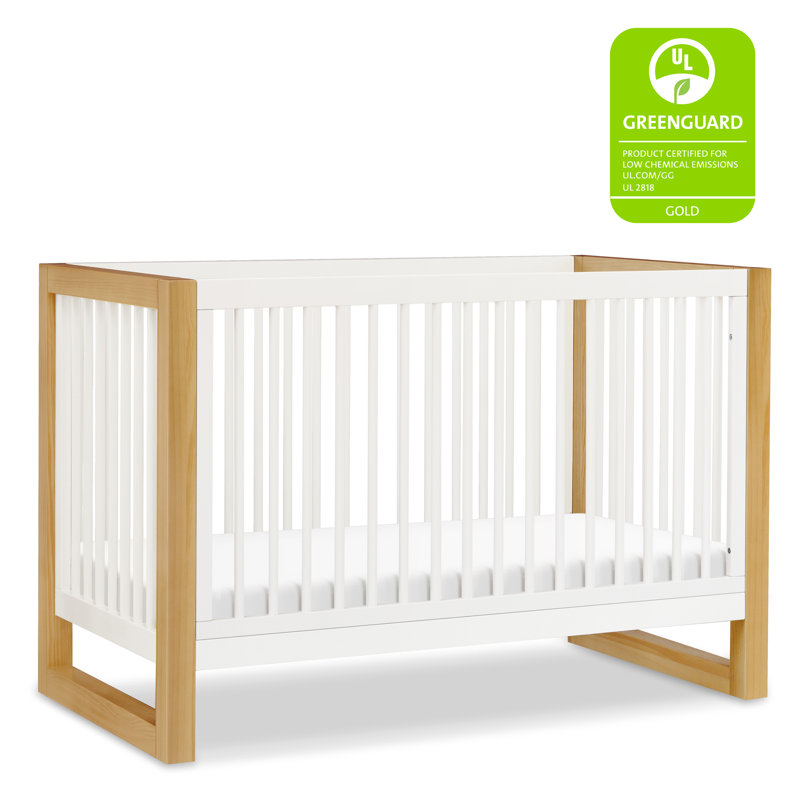 Nantucket White and Honey 3-in-1 Convertible Crib with Toddler Bed Kit