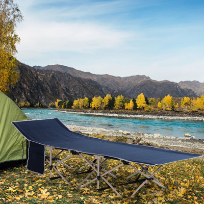 Adult Folding Camping Bed By - 330 Lbs Capacity, Blue. Portable Sleeping Appliance With Carry Bag. Water-, For Travel, Camp, Outing. Elevated Cot Bag Outdoor Trips, Camps, Vacations. , Body Structure