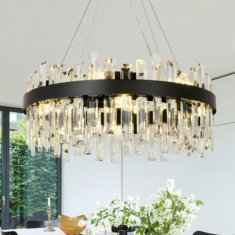 Canora Grey Unique/Statement Chandelier, 12 Lights, Matte Black, 24cm H x 58cm W x 24cm D