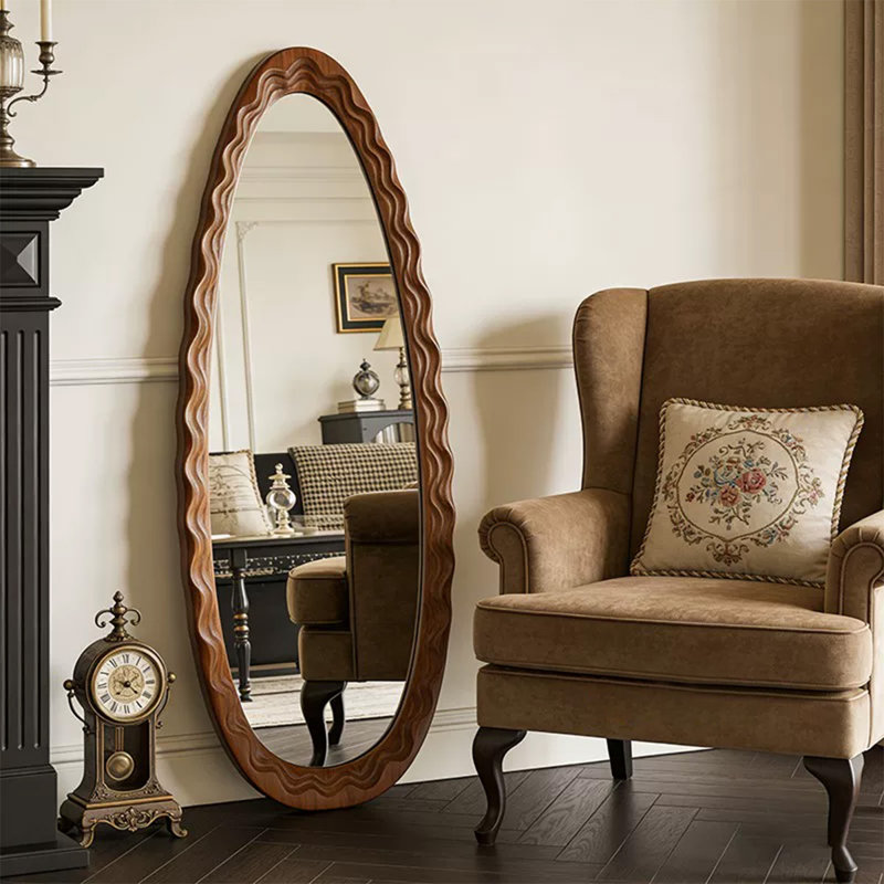 Miroirs ovales en bois manufacturé, 62,99 po x 23,62 po