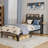 Upholstered Platform Bed With Charging Station Ergonomic Headboard And Side Storage Shelf-1021418106-1021418107