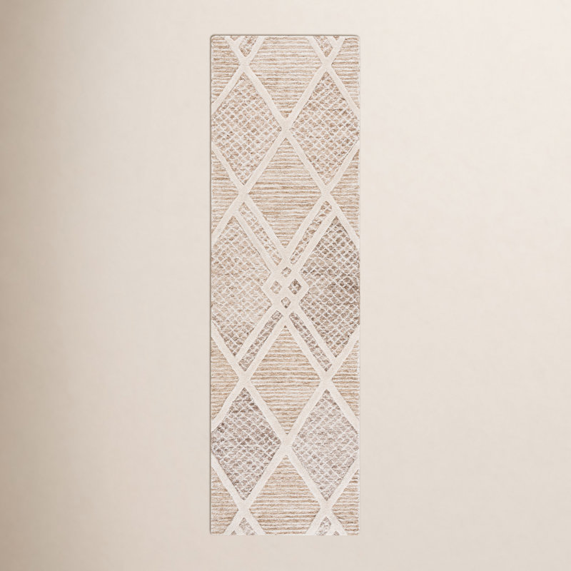 Tapis en laine et en coton touffeté à la main Vero, Tapis de couloir 2 pi 3 po x 8 pi