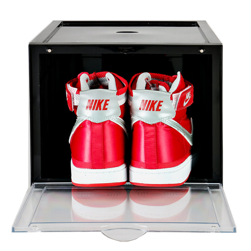 Boîte à chaussures contenant des récipients en plastique avec couvercles transparents Rebrilliant Sneaker organisateur de rangement empilable à 15 couches pour espadrilles taille 14 ours jusqu'à 150 lb, ensemble de 6 (noir)