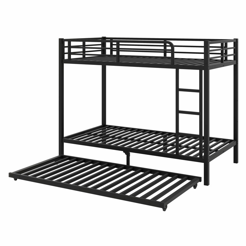 Metal Bunk Bed With Trundle, Twin XL over Twin XL