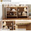 Buffet 58 po à lattes cannelées avec rangement, crédence décorative moderne avec 4 portes cannelées et tablettes réglables, armoire-buffet en bois pour le salon, la salle à manger, le couloir