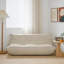 Cream Plush Fabric Two-Seater Armchair, 130cm Soft Curved Shape with High-Density Foam, No Internal Frame-1705437635