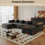 Canapé modulaire modulaire, conception sans os avec assise profonde, éponge haute densité, sans assemblage requis, gris (4 sièges + 2 repose-pieds)-1458200491