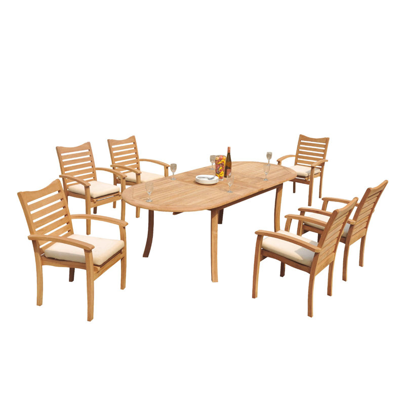 Outdoor 11 - Piece Teak Dining Set, 8, 105" x 40" x 31.5"