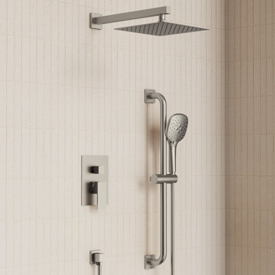 10" Pressure-Balanced Rain Shower System with 3-Function Handheld Shower and Adjustable Slide Bar