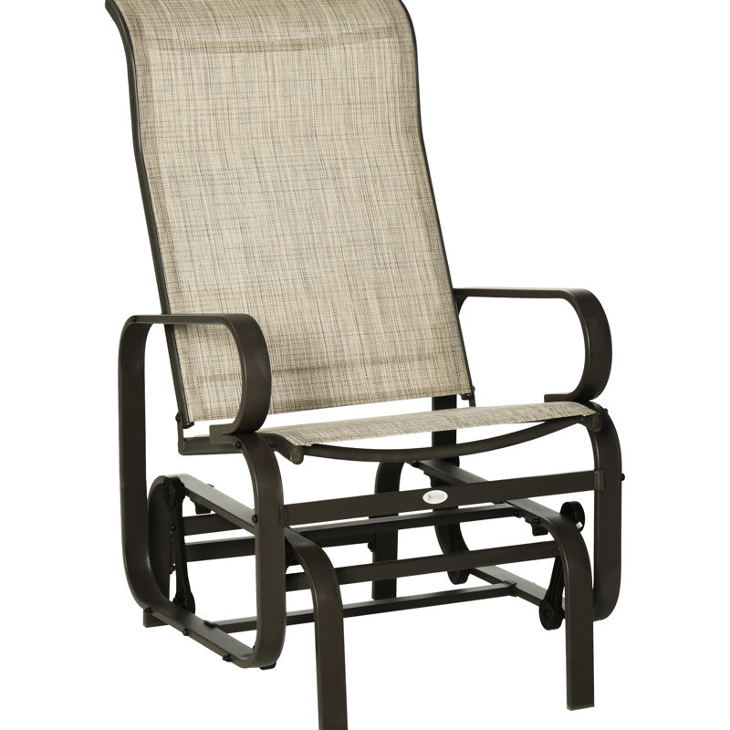 Tan Backyard Glider Chair. Smooth Rocking, Lightweight Design. 28" High With Neck Support. Breathable Mesh Fabric, Water . , Supports 352 Lbs Outdoor Glider. Lightweight. Ergonomic Robust, Lbs. For