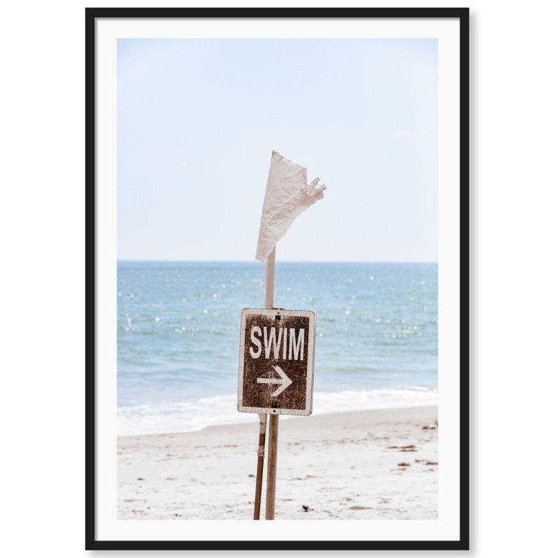 Swim Malibu Beach Print by Carly Tabak, Natural Wood, 18" W x 25" H