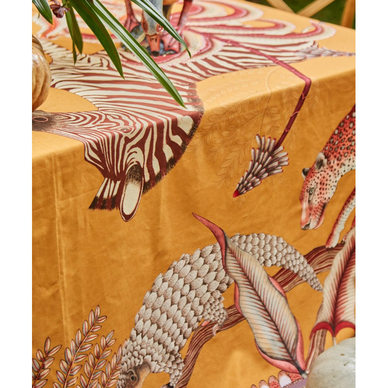 Ardmore Cotton Tablecloth, Orange, 79" Square