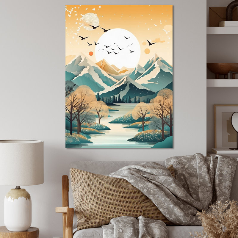 «Snow Covered Mountain Peaks II», reproduction d'art sur toile, H 40 po x l 30 po x P 1,5 po, Toile tendue