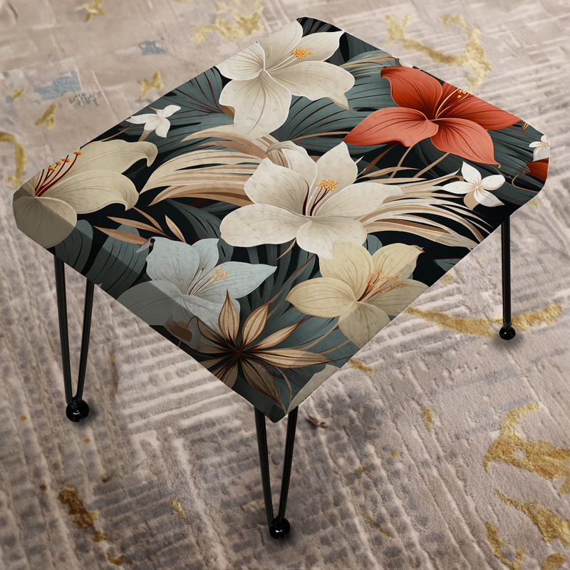 Monochrome Serenity Tropical Pattern - Tropical Rectangle Ottoman