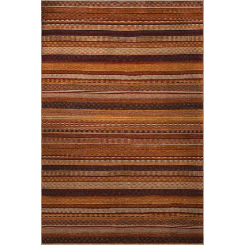 Tapis décoratif moderne à rayures orange et orange, Tapis de couloir 2 pi 8 po x 7 pi 11 po