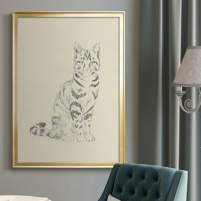 Toile encadrée de qualité supérieure House Cat IV - prête à être accrochée, Or, H 24,5 po x l 18,5 po x P 1 po