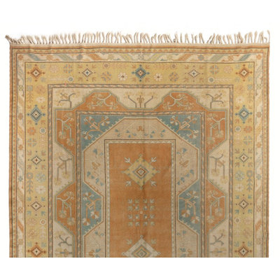 Vintage Melas Rug, Soft Earthy Colors, 100% Wool Hand Knotted Carpet