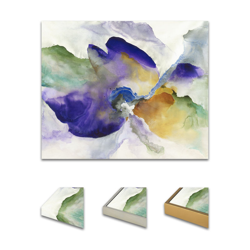 Violet Botanic Painting by Jennifer Hollack Raboin, 36" H x 43" W x 2.25" D, Gold Frame Canvas