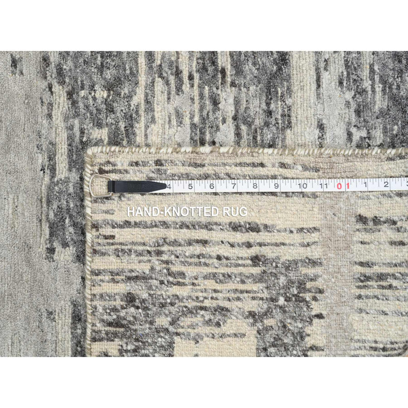 Tapis de couloir oriental 2 pi 6 po x 20 po gris clair, de conception moderne, en laine naturelle filée à la main, non nouée à la main 2941E30E74354652BCE00C7BFE2E2F8F
