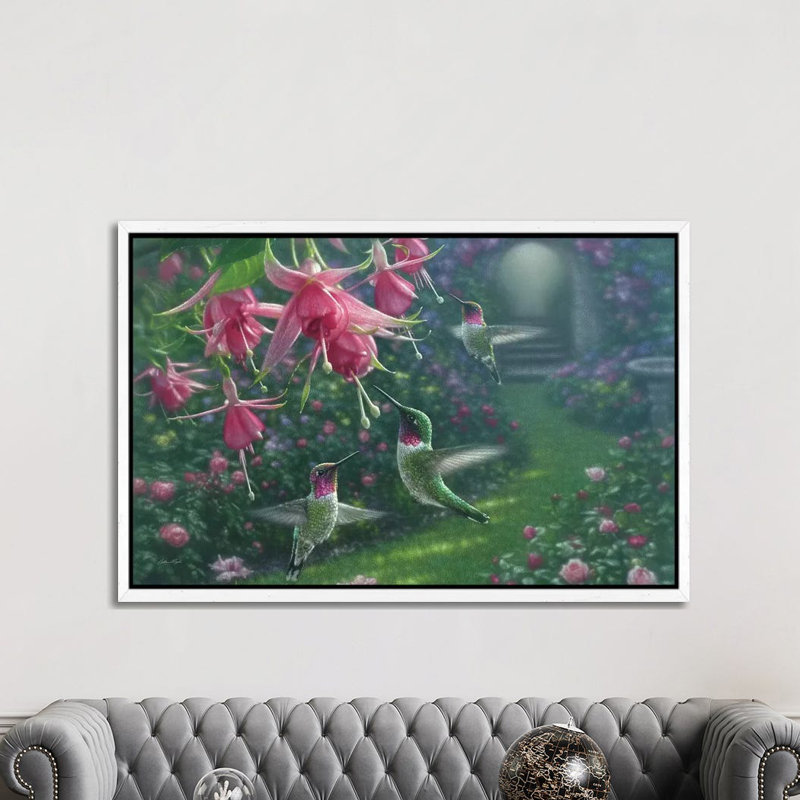 Hummingbird Haven by Collin Bogle - Print on Canvas, 152.5 cm H x 101.5 cm W, White Framed Canvas