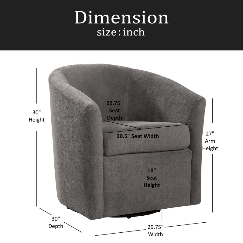 Fauteuil d'appoint pivotant Barrel, Brun cendré