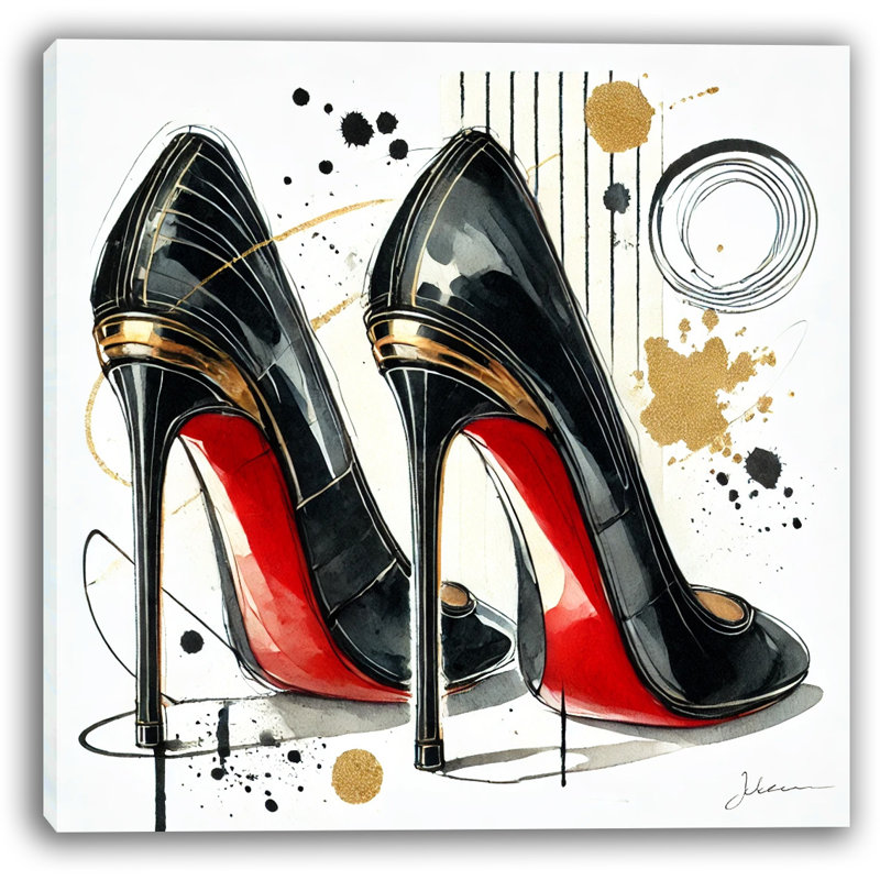 Impression sur toile Golden Glamour: Luxe Heels, H 12 po x l 12 po