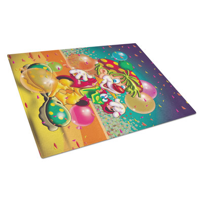 Tempered Glass Happy Birthday Clown Cutting Board