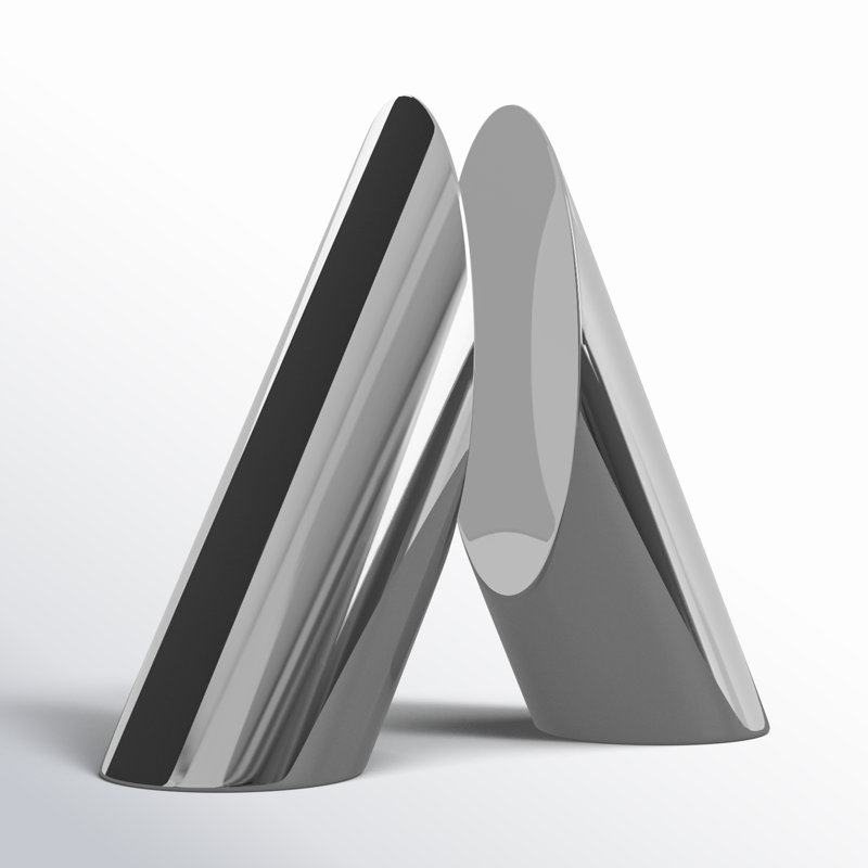 Silver Glass Pyramid Shaped Non-Skid Bookends, Set of 2