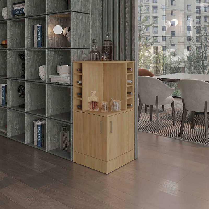 Grande armoire de coin avec huit casiers à bouteilles de vin, Brun