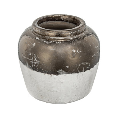 13X13x11" Round Sienna Brown Ceramic Accent Vase