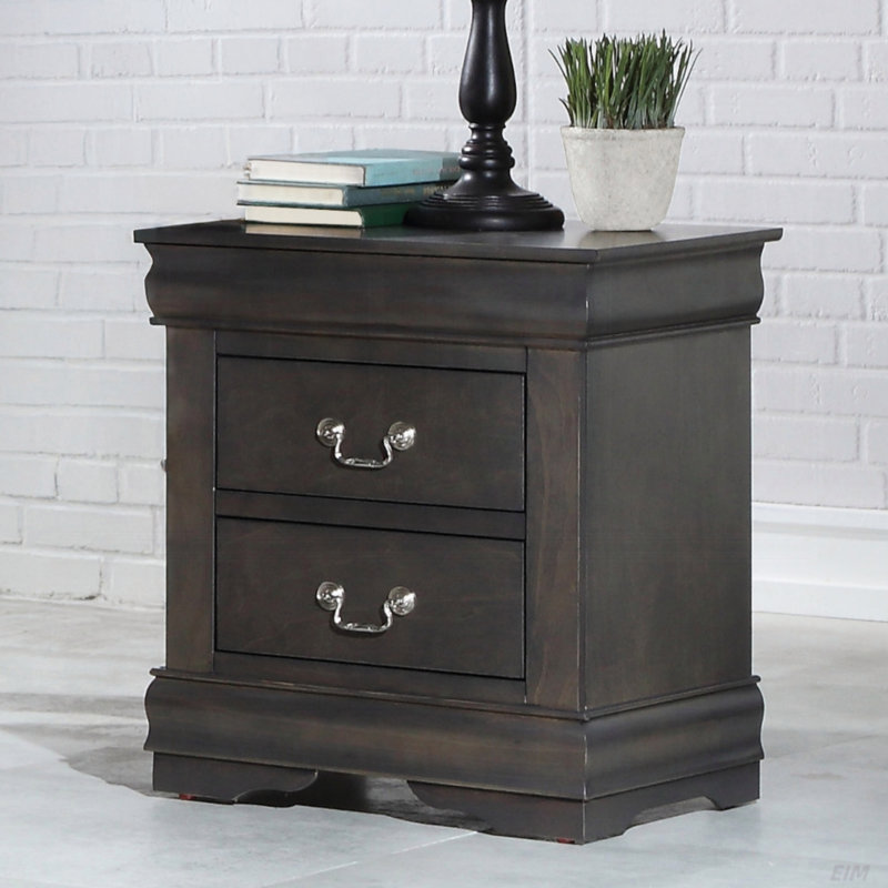 Solid Pine Nightstand With 2 Drawers