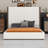 Tall Headboard Upholstered Bed With Vertical Striped And Wingback Design
