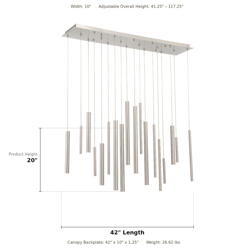 Santana 18 - Light LED Cluster Pendant, Nickel, Nickel