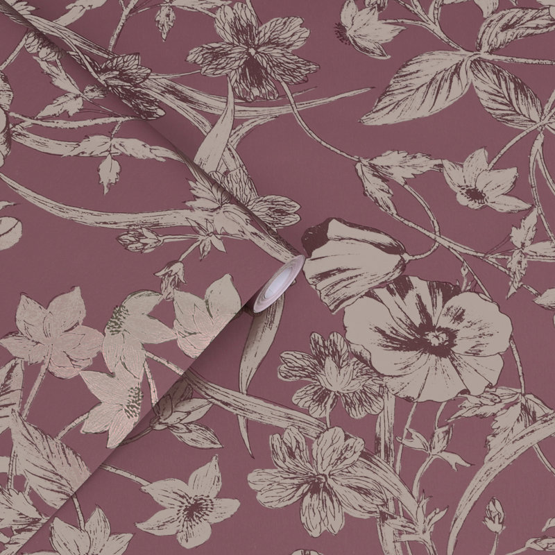 Laura Ashley Summerhill Pale Blackberry Removable Wallpaper