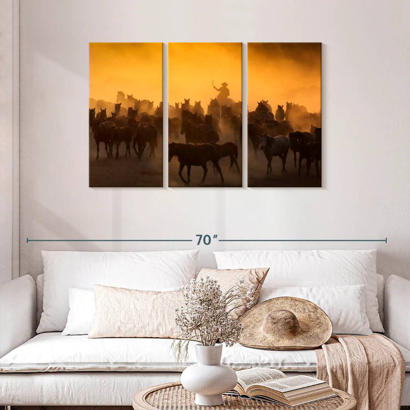 Lelar Herding Horses, 28" H x 45" W