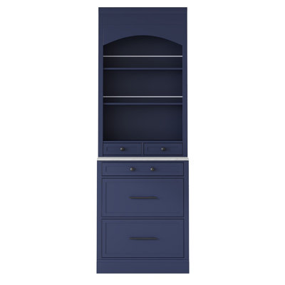 [Assembly Video Provided] TOPMAX Modern 83.7Inch High Kitchen Pantry, Freestanding Tall Kitchen Hutch With Faux Marble Top, Display Cupboard Cabinet With 5 Storage Drawers And Adjustable Shelf, Blue