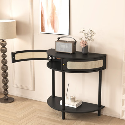 Table de bout de style avec forme semi-circulaire et tiroirs de rangement, idéale pour le chevet en demi-cercle de deux petites pièces indépendantes idéales