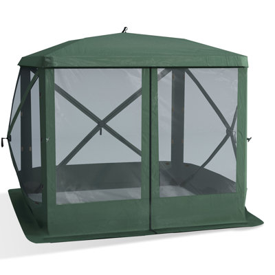 Pavillon de jardin portatif de camping, 7,1 pi x 7,1 pi, avec poteaux et filet de ventilation, pour les activités de plein air