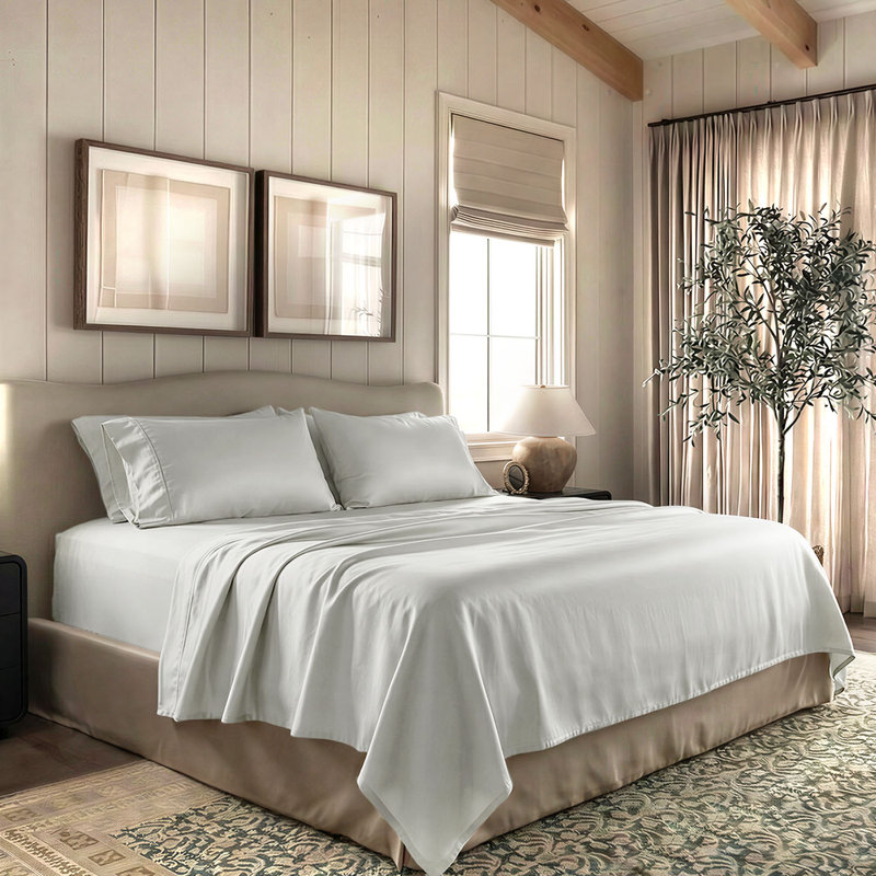 Threadmill 1000 Thread Count 100% Supima Cotton Sheet Set in Sateen Weave, Light Grey, King Sheet Set with 2 Pillowcases