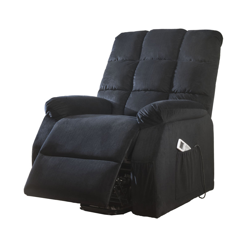 Fenmore Upholstered Heated Massage Chair, Black Velvet