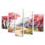 Route de campagne entre les fleurs de cerisier - campagne, art mural sur toile 5 pièces-41502006