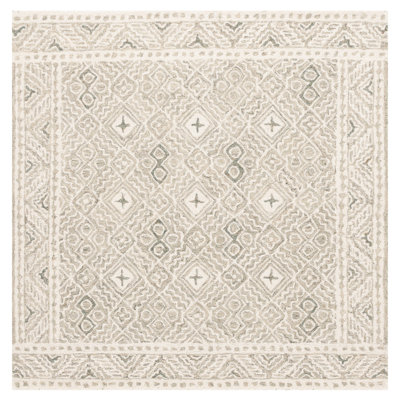 Mariame Hand Tufted Wool/Cotton Geometric Rug in Ivory