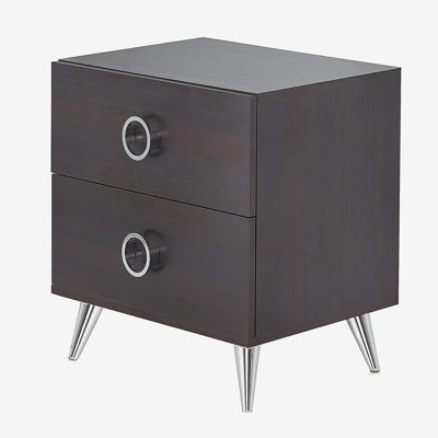Coffee brown double drawer rectangular side table