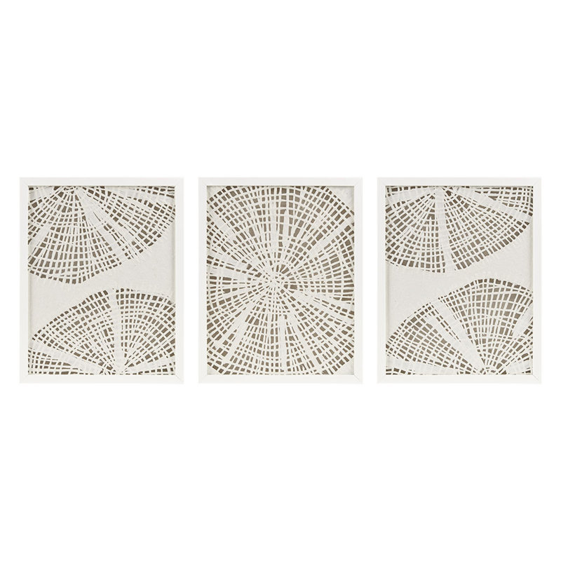 Framed Abstract Coastal Rice Paper 3-Piece Wall Art Set