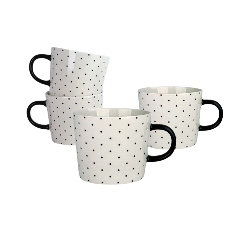 Grande tasse à pois O oz 13 oz, noir / blanc