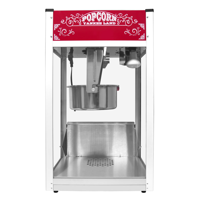16 Oz 1440w Commercial Red Popcorn Maker - 80 Cups Per Batch With Tempered Glass & 3-switch Control