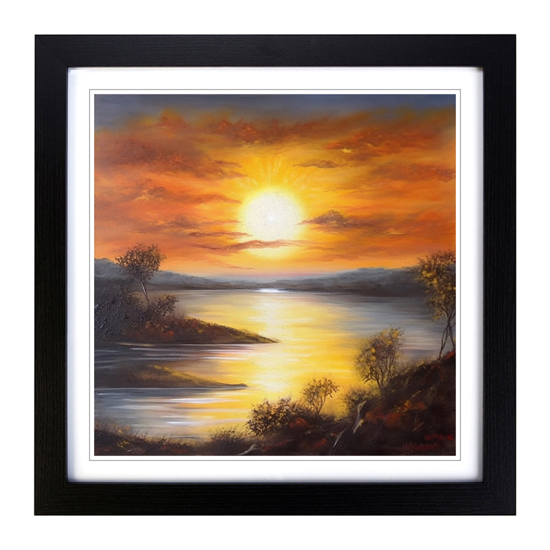 Sunrise Oil Painting - Framed Print, Black