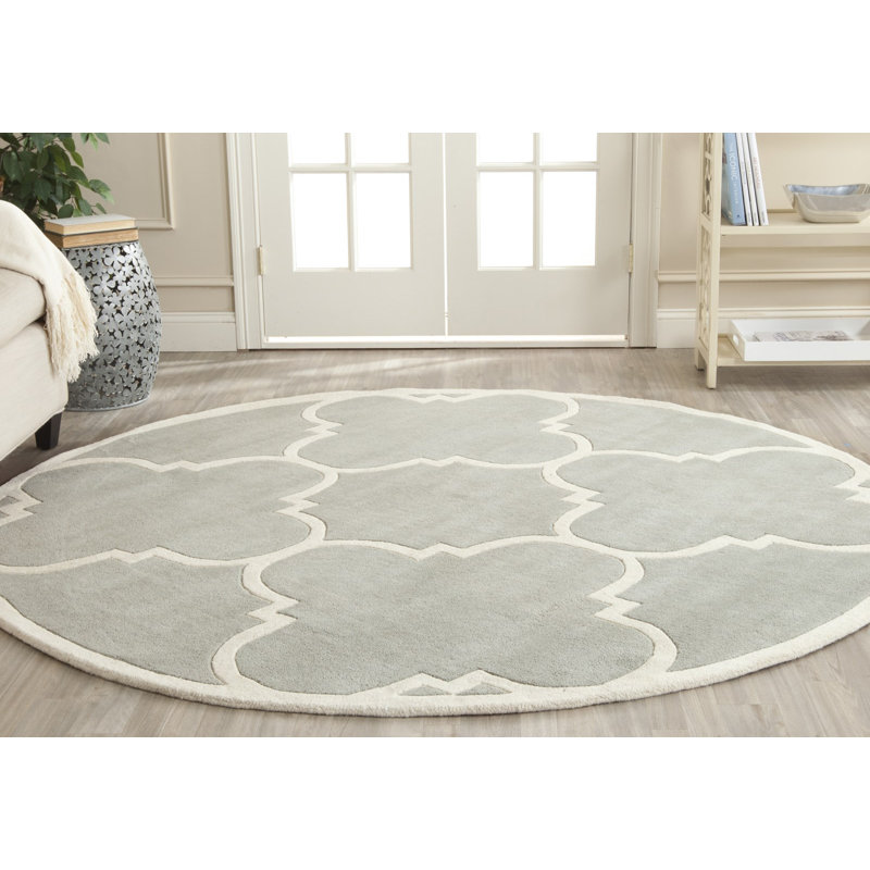 Carolene Hand Tufted Wool Geometric Rug, Round 7'